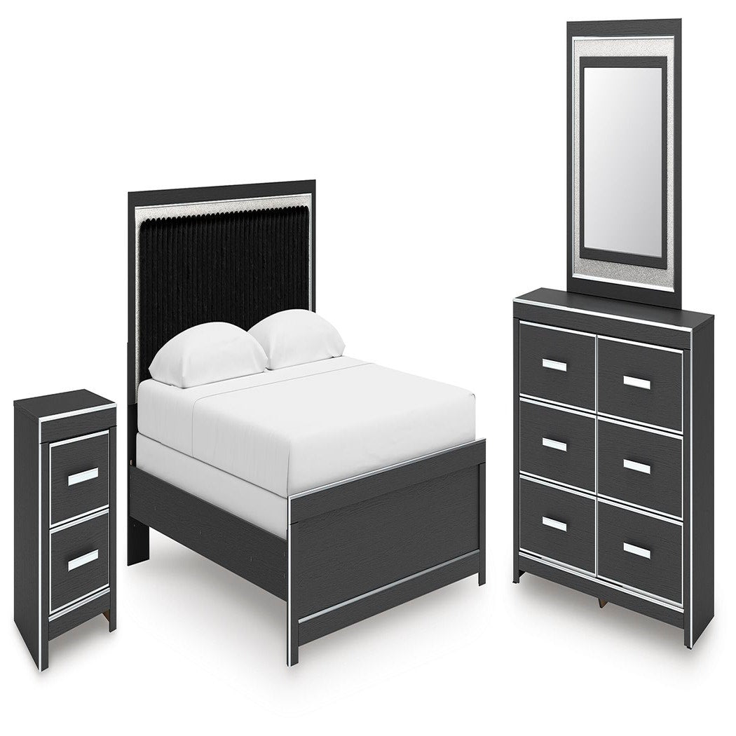 Zuraleus King Panel Bed, Dresser, Mirror and Nightstand (PCB3380-SI)