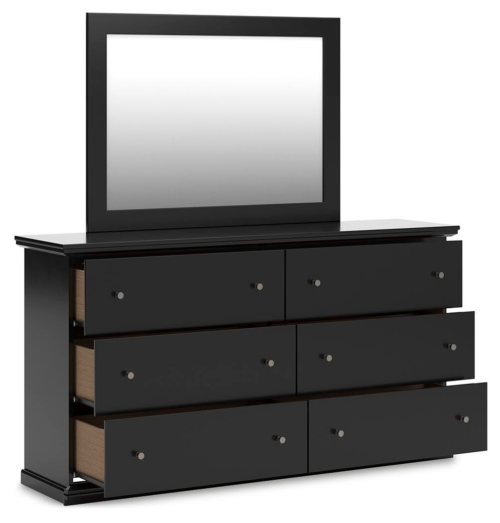 Maribel Panel Bed, Dresser and Mirror - Black  (B138-SI) - Image 4