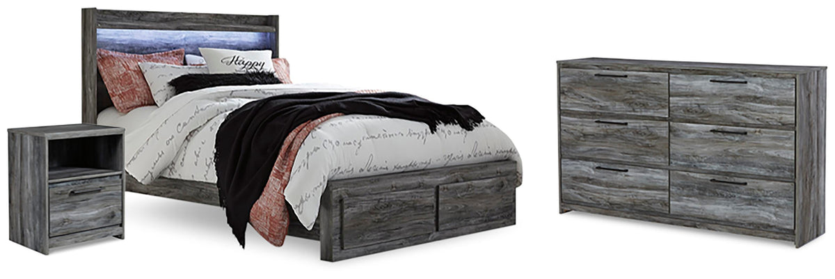 Baystorm Panel Storage Bed, Dresser and Nightstand - Gray  (B221-SI)