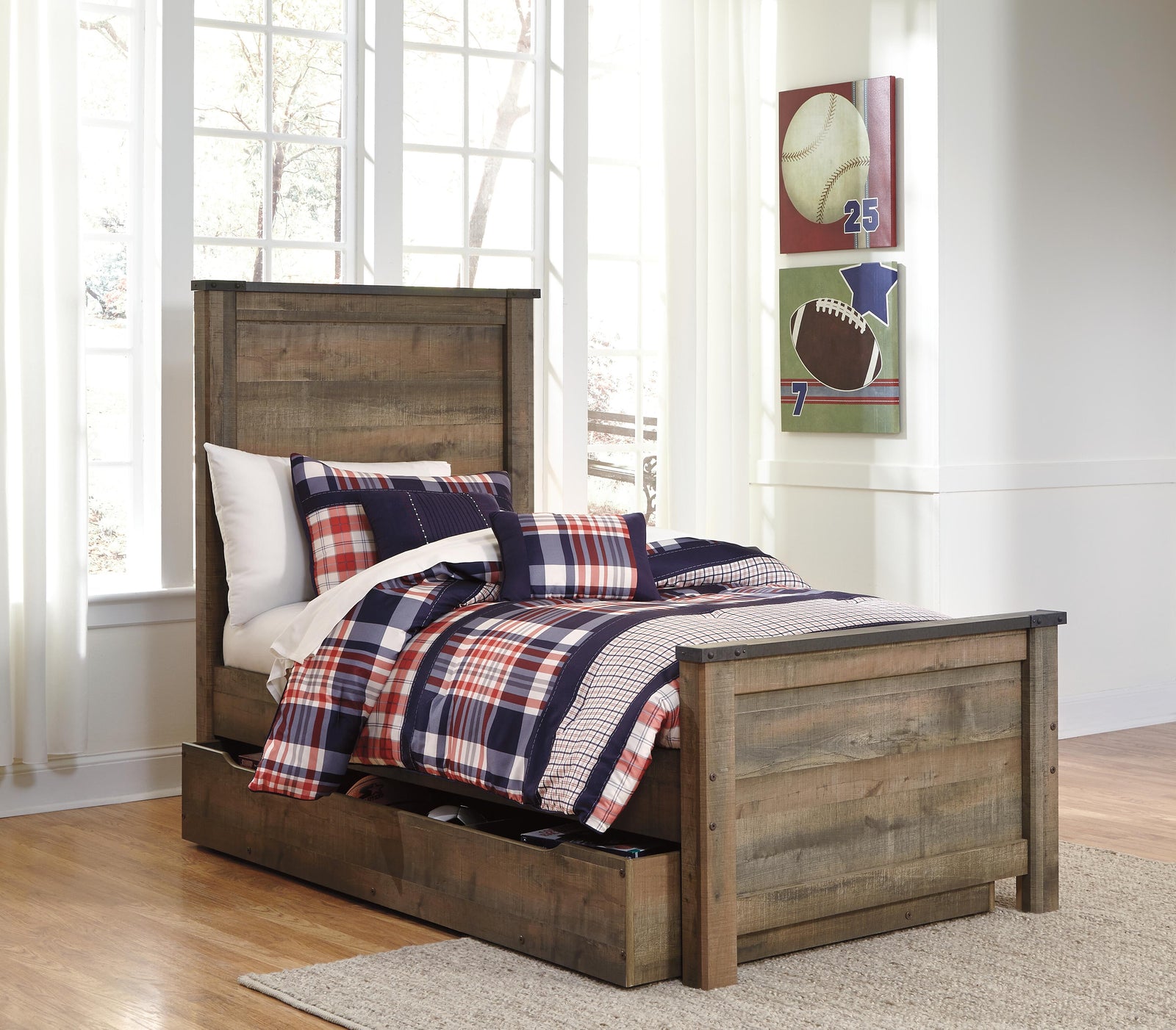 Trinell Panel Bed with 1 Large Storage Drawer (Youth) - Brown  (B446-SI) - Image 6