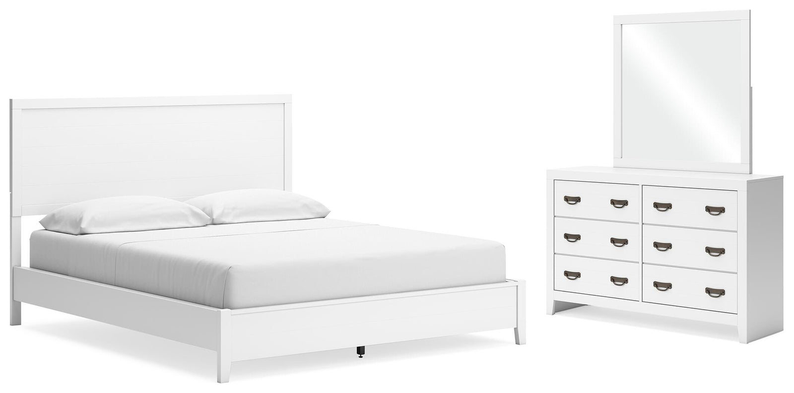 Binterglen Panel Bed, Dresser and Mirror - White  (B427-SI)