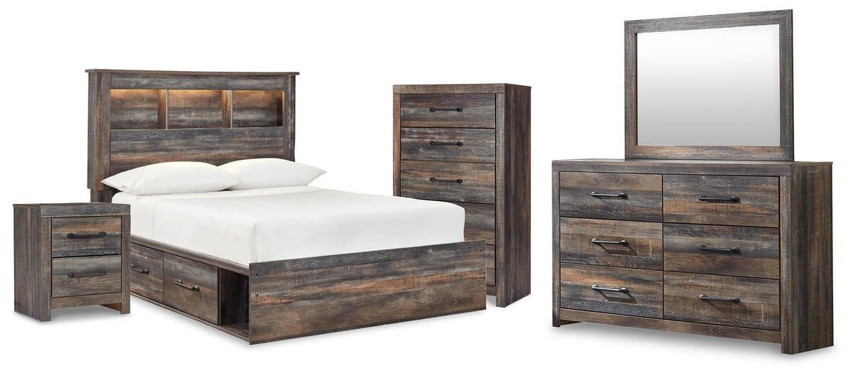 Drystan Bookcase Bed, Dresser, Mirror, Chest and Nightstand - Multi  (B211-SI)