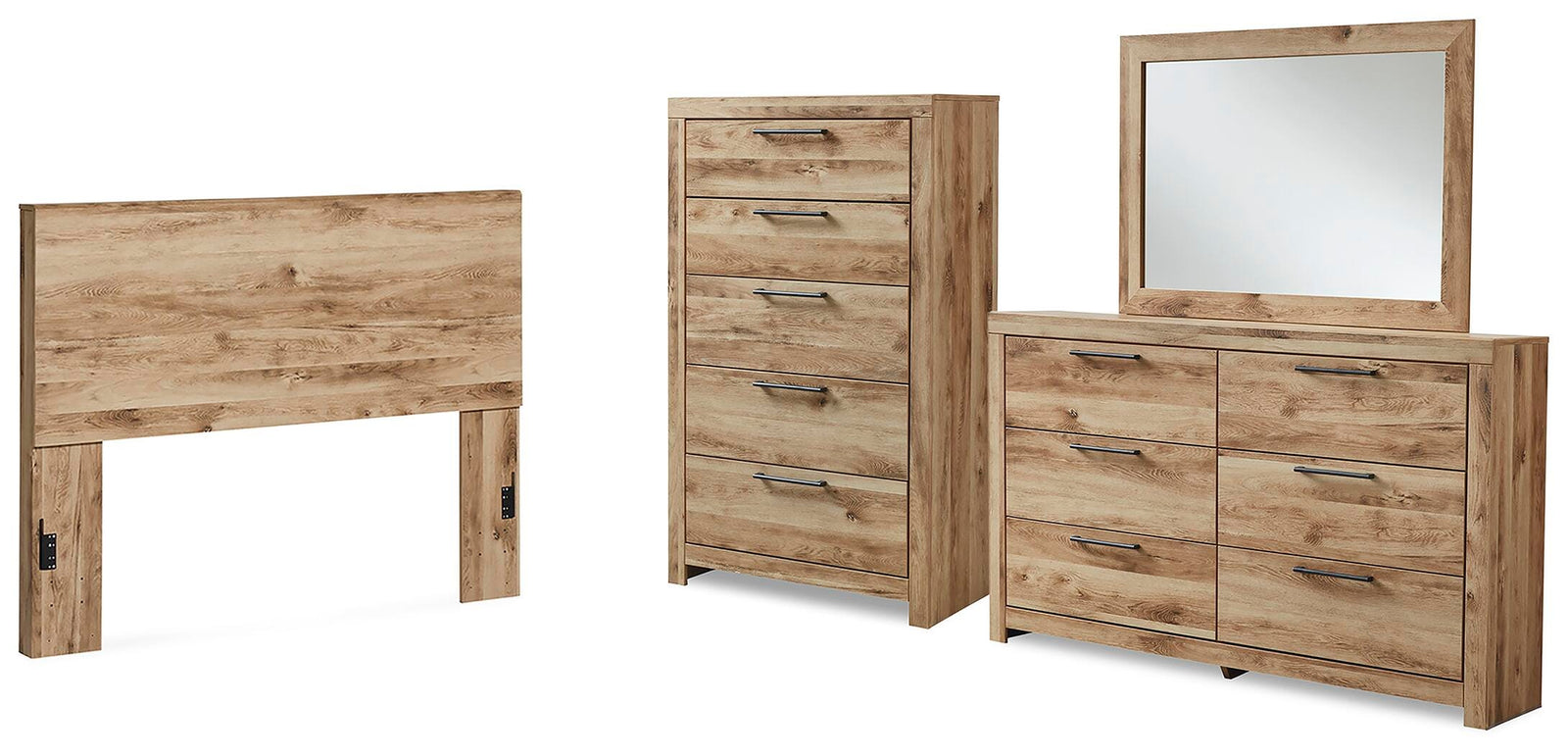 Hyanna Panel Headboard, Dresser, Mirror and Chest - Tan Brown  (B1050-SI)