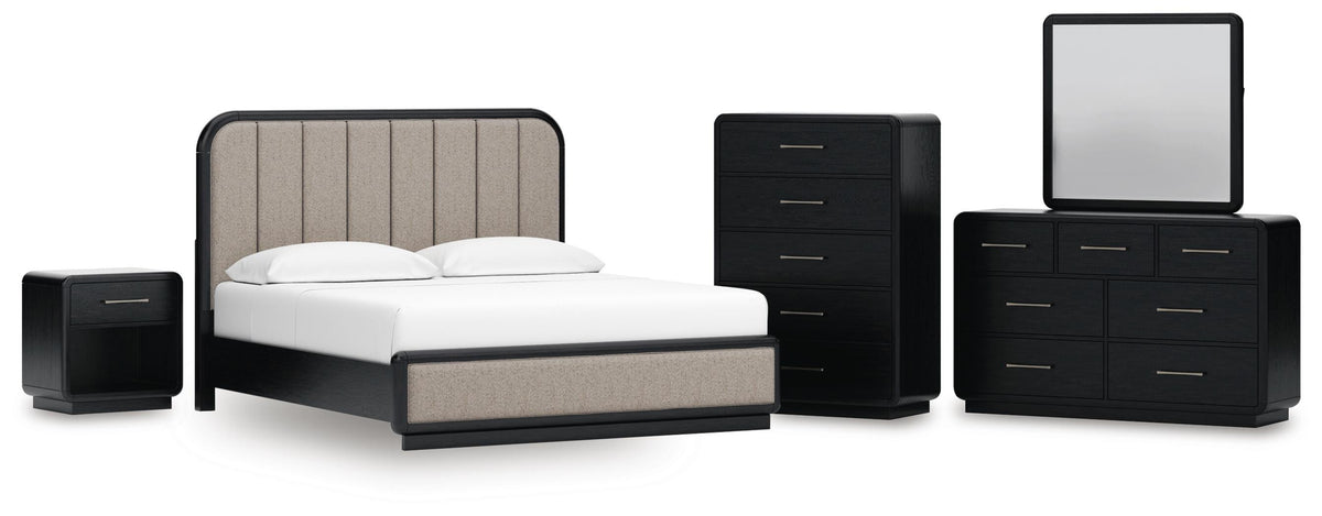 Rowanbeck Panel Bed, Dresser, Mirror, Chest and Nightstand (B821-SI)
