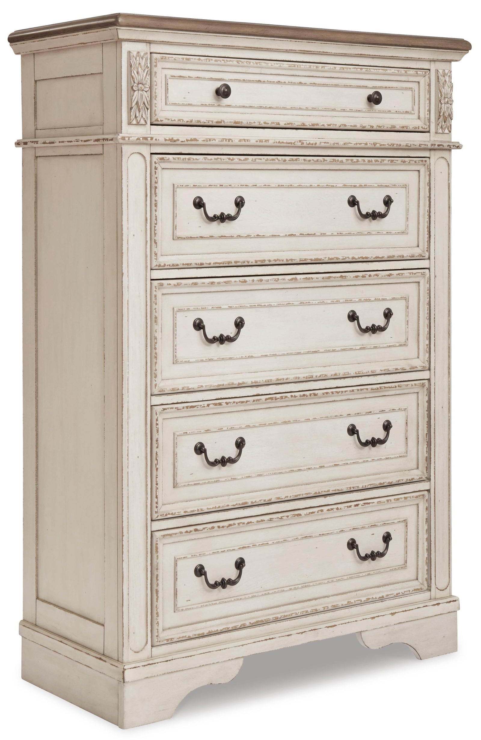 Realyn Upholstered Bed, Dresser, Mirror and Chest - Chipped White  (B743-SI) - Image 4