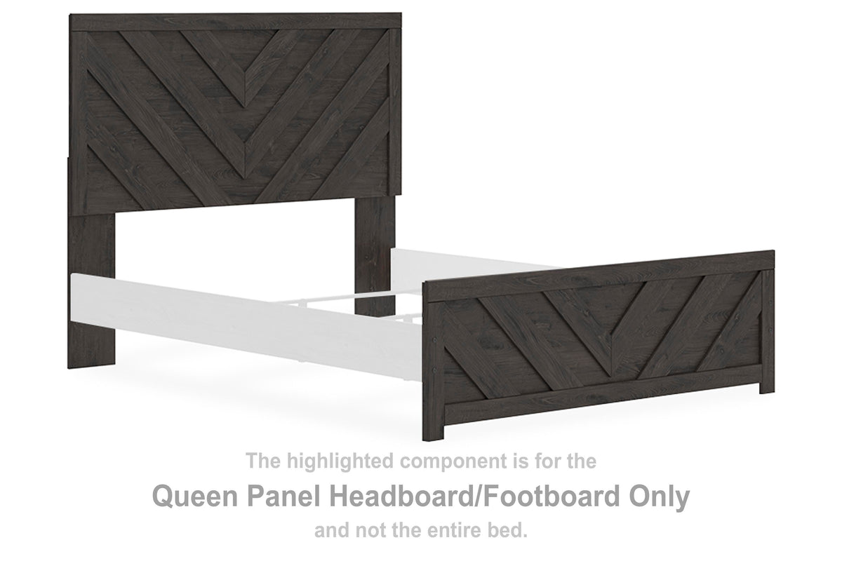 Prendonea Queen Panel Headboard/Footboard - Charcoal  (B3789-SI)