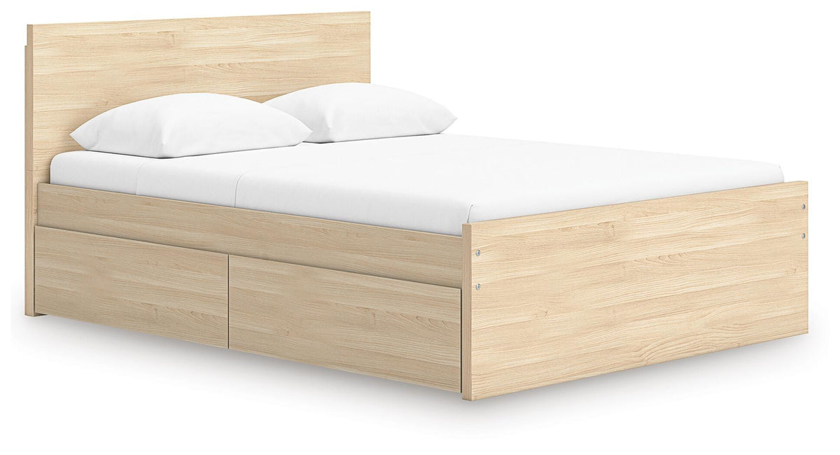 Onita Panel Platform Bed with 1 Side Storage - Natural  (EB9632-SI)