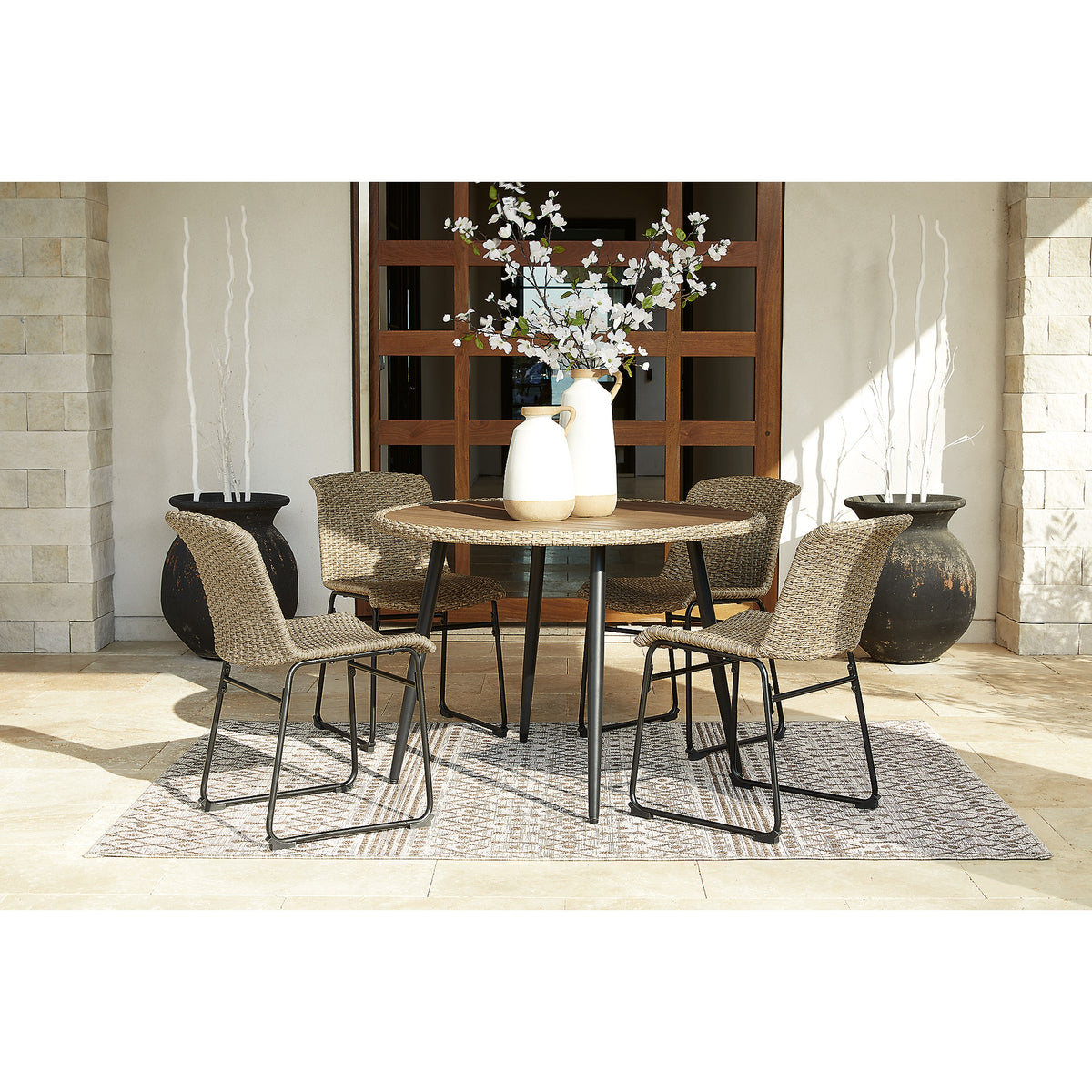 Amaris Outdoor Dining Table with 4 Chairs (P369P1-SI) - Image 3