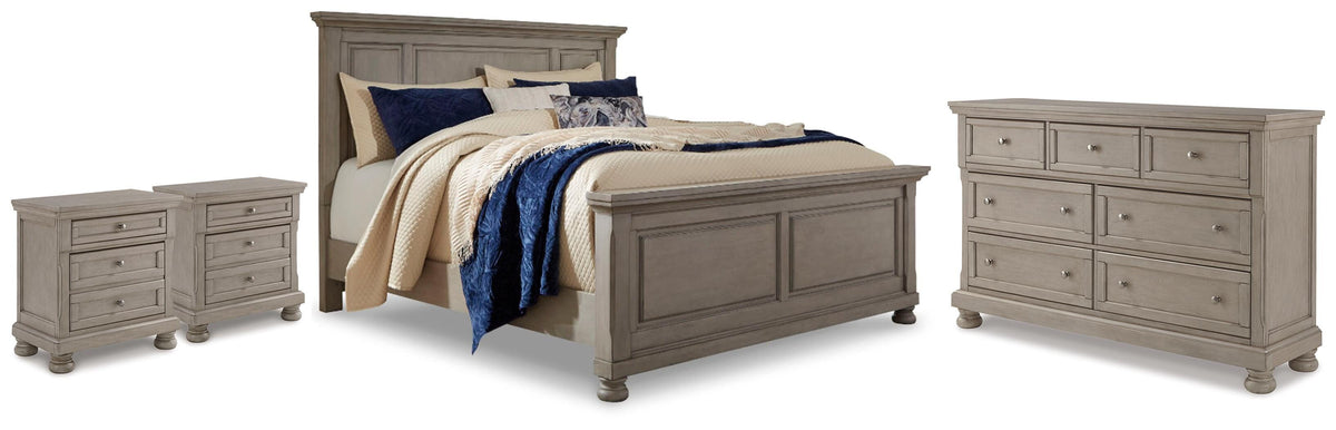 Lettner Panel Bed, Dresser and 2 Nightstands (B733-SI)