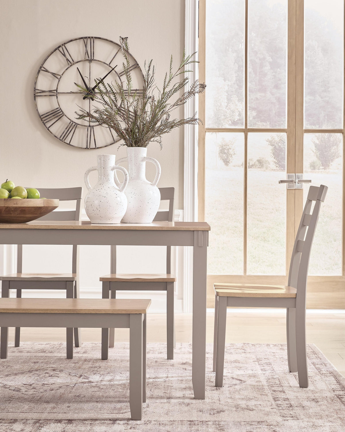 Harperfeld Dining Table and 4 Chairs and Bench (Set of 6) (PCD403-SI) - Image 6