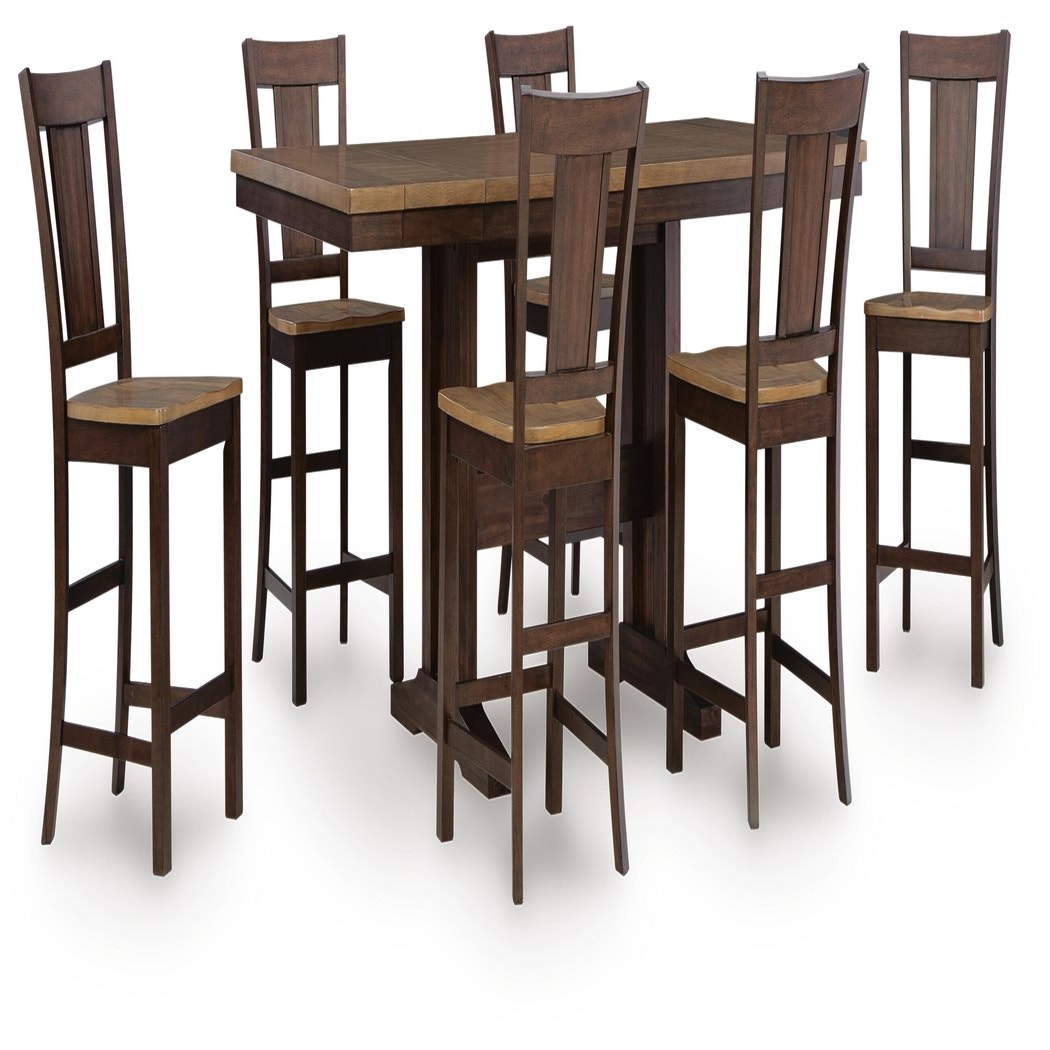 Rylandeen Counter Height Extension Dining Table and 6 Barstools (PCD651-SI)