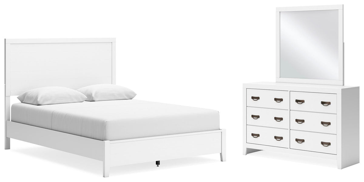Binterglen Panel Bed, Dresser and Mirror - White  (B427-SI)
