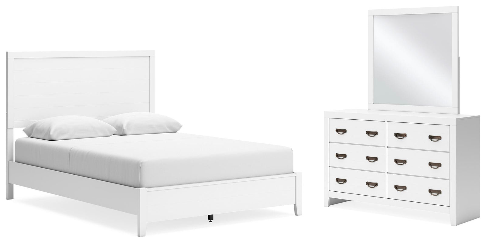 Binterglen Panel Bed, Dresser and Mirror - White  (B427-SI)