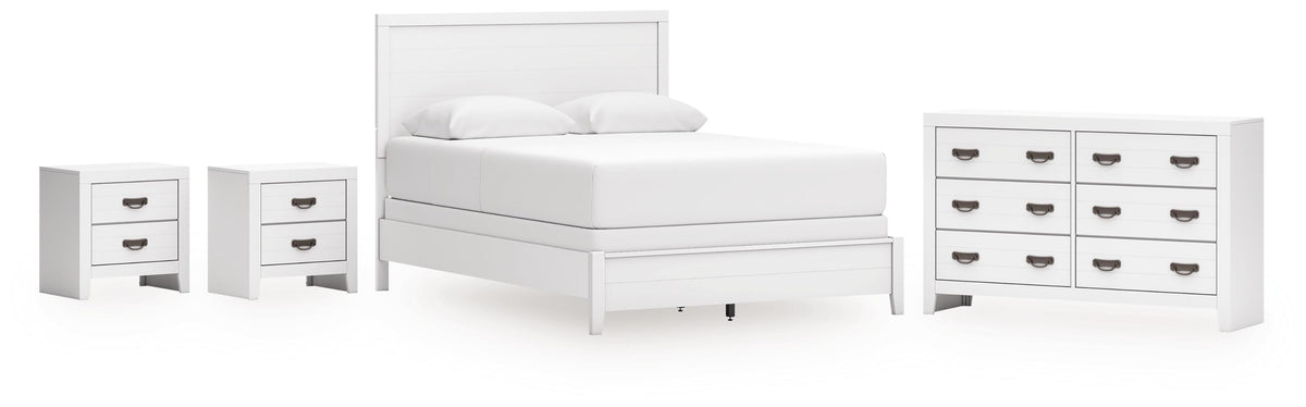 Binterglen Panel Bed, Dresser and 2 Nightstands - White  (B427-SI) - Image 2