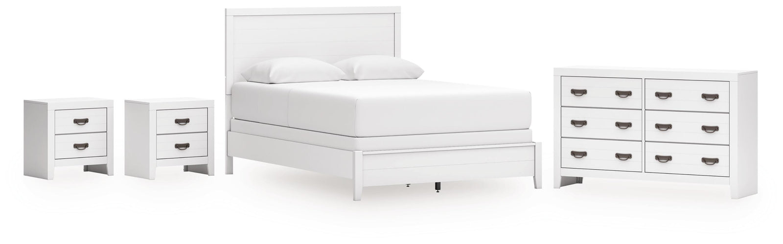 Binterglen Panel Bed, Dresser and 2 Nightstands - White  (B427-SI) - Image 2