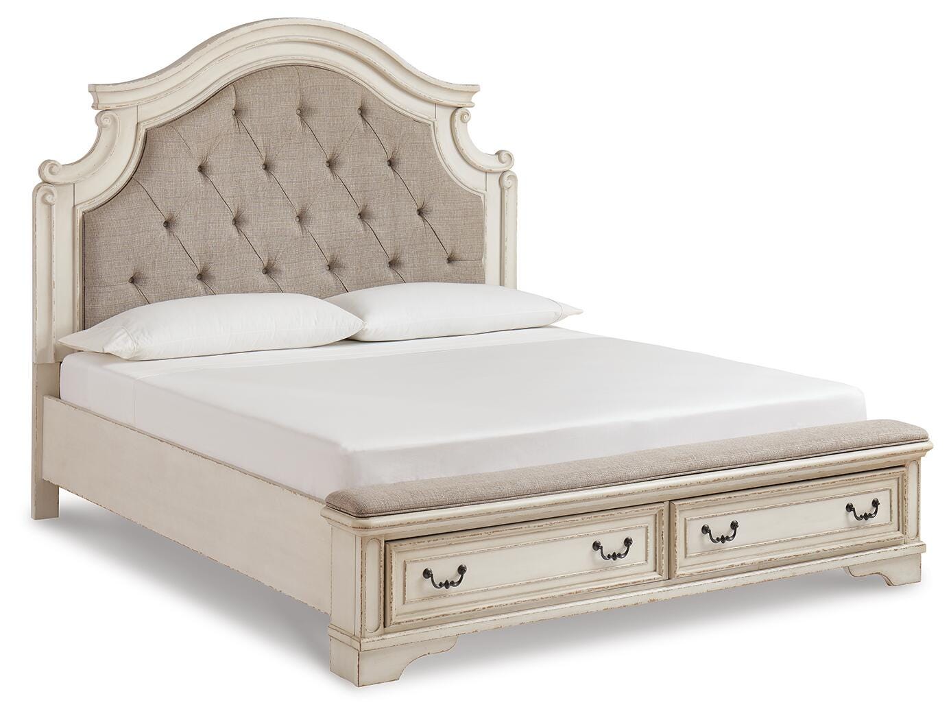 Realyn Panel Bed, Dresser, Mirror and 2 Nightstands - Two-tone  (B743-SI) - Image 4