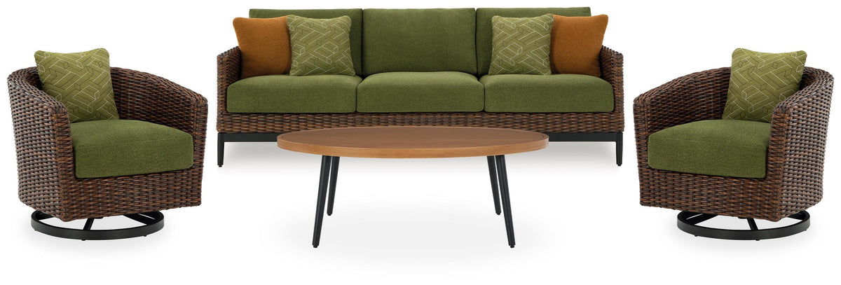 Horizon Hall Outdoor Sofa, 2 Lounge Chairs, Ottoman and Coffee Table (P572-SI)
