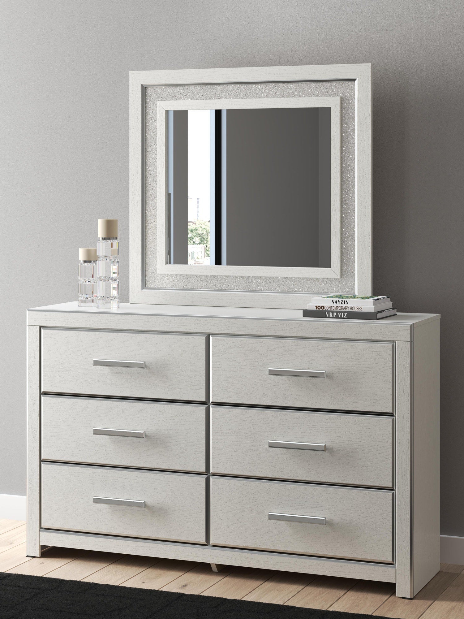 Zuraleus Queen Upholstered Panel Platform Storage Bed, Dresser and Mirror (PCB3381-SI) - Image 16