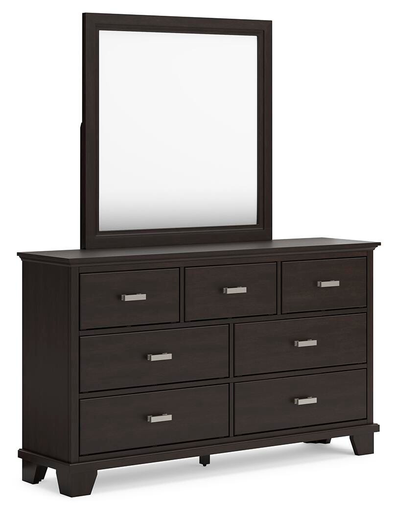 Covetown Panel Bed, Dresser, Mirror, Chest and Nightstand - Dark Brown  (B441-SI) - Image 3