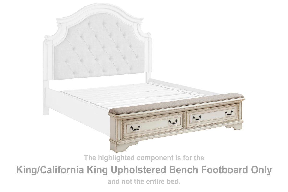 Realyn Upholstered Bench Footboard - Chipped White  (B743-SI)