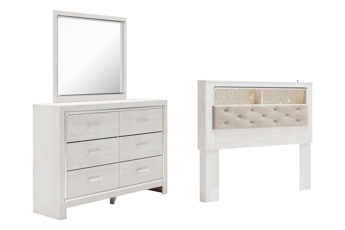 Altyra Bookcase Headboard, Dresser and Mirror - White  (B2640-SI)