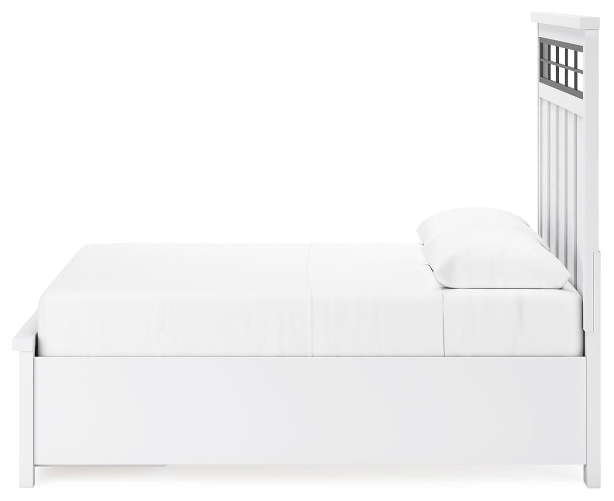 Ashbryn Panel Storage Bed, Dresser, Mirror and 2 Nightstands - White/Natural  (B844-SI) - Image 13