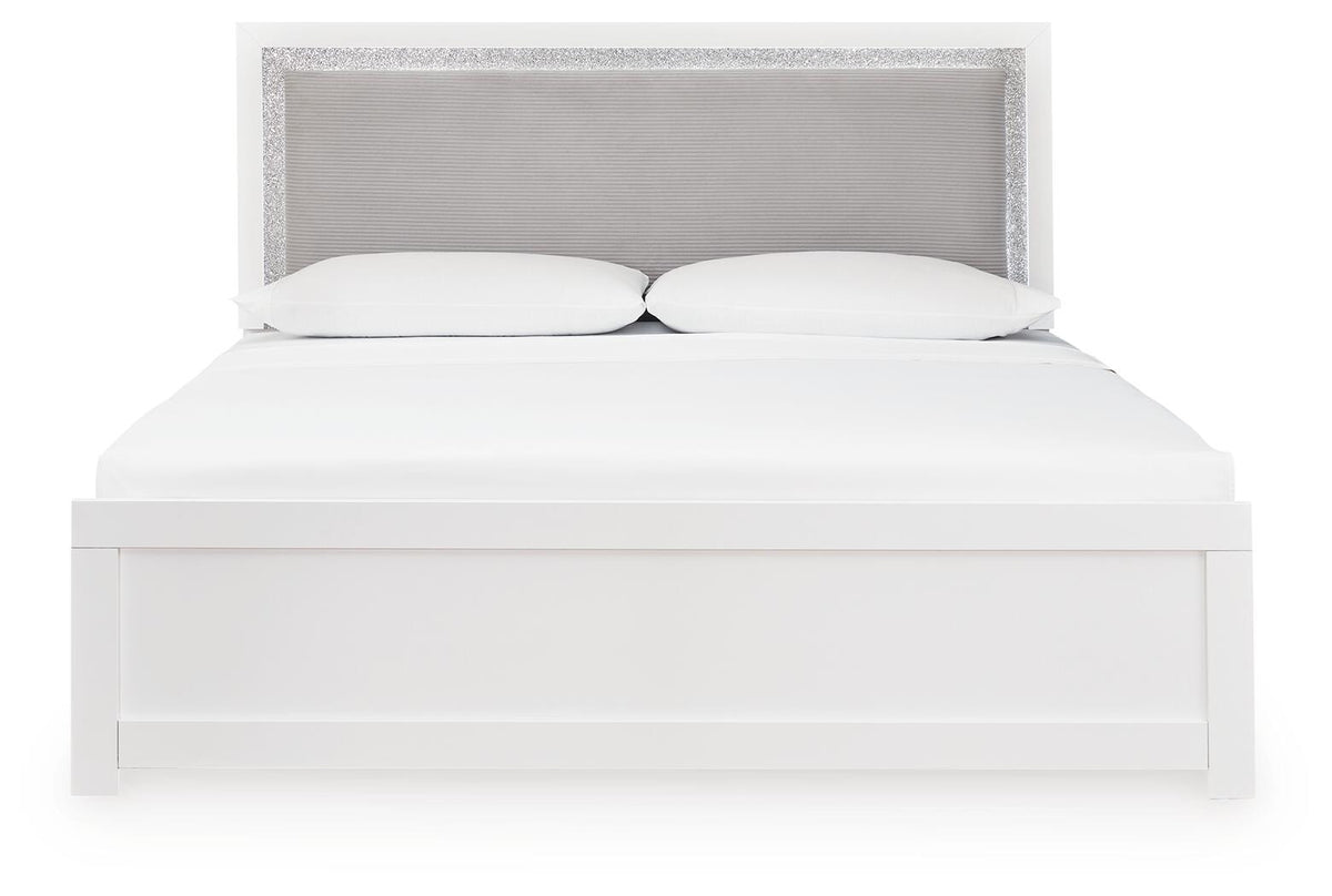 Maeling Queen Upholstered Panel Bed, Dresser, Mirror and Nightstand (PCB1119-SI) - Image 4