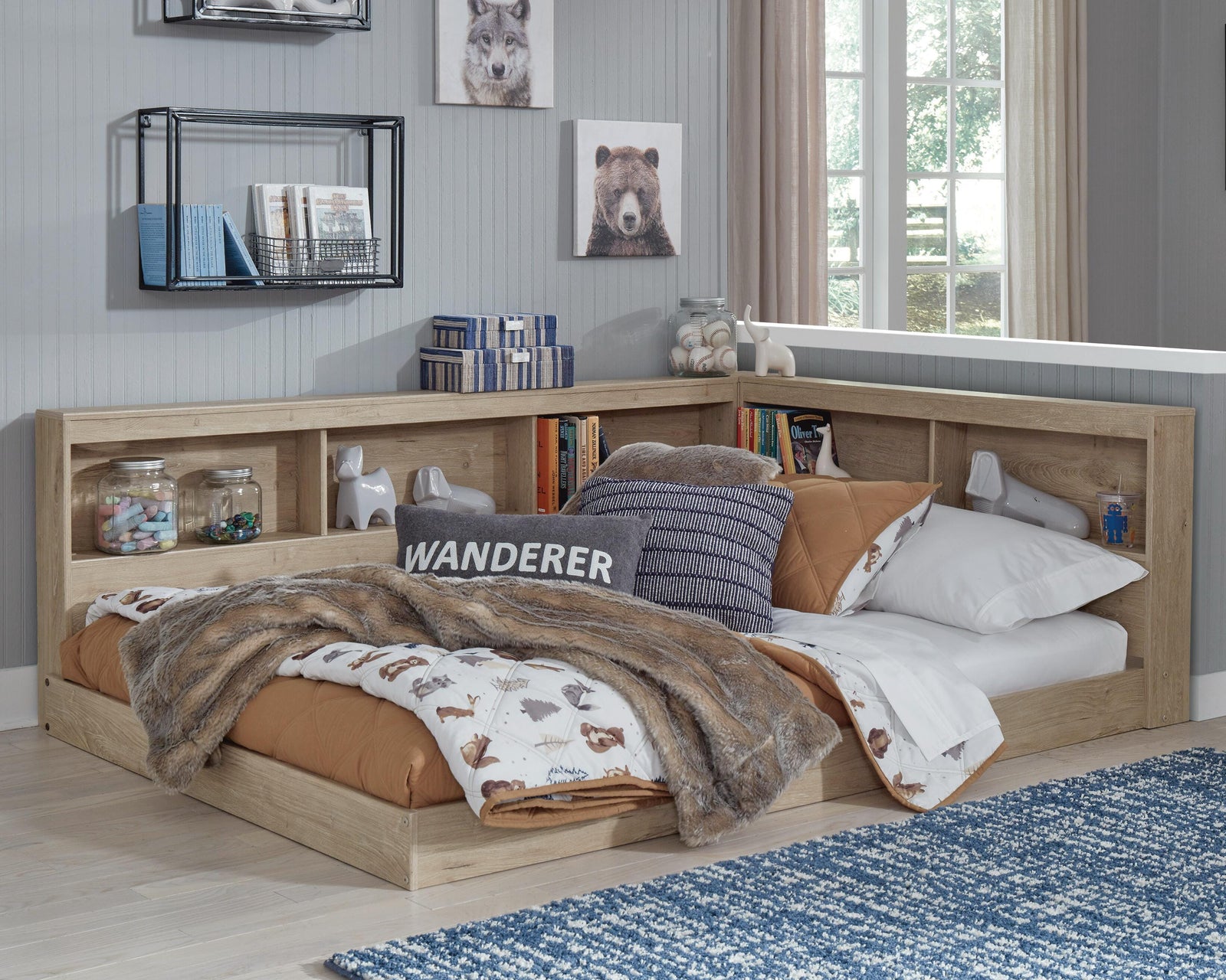 Oliah Bookcase Storage Bed (Youth) - Natural  (EB2270-SI) - Image 2