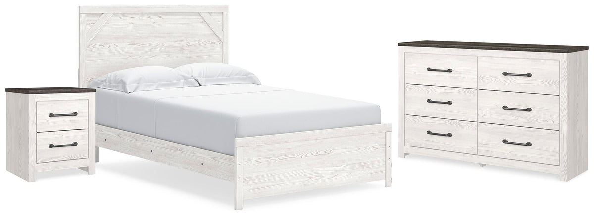 Gerridan Panel Bed, Dresser and Nightstand - White/Gray  (B1190-SI)