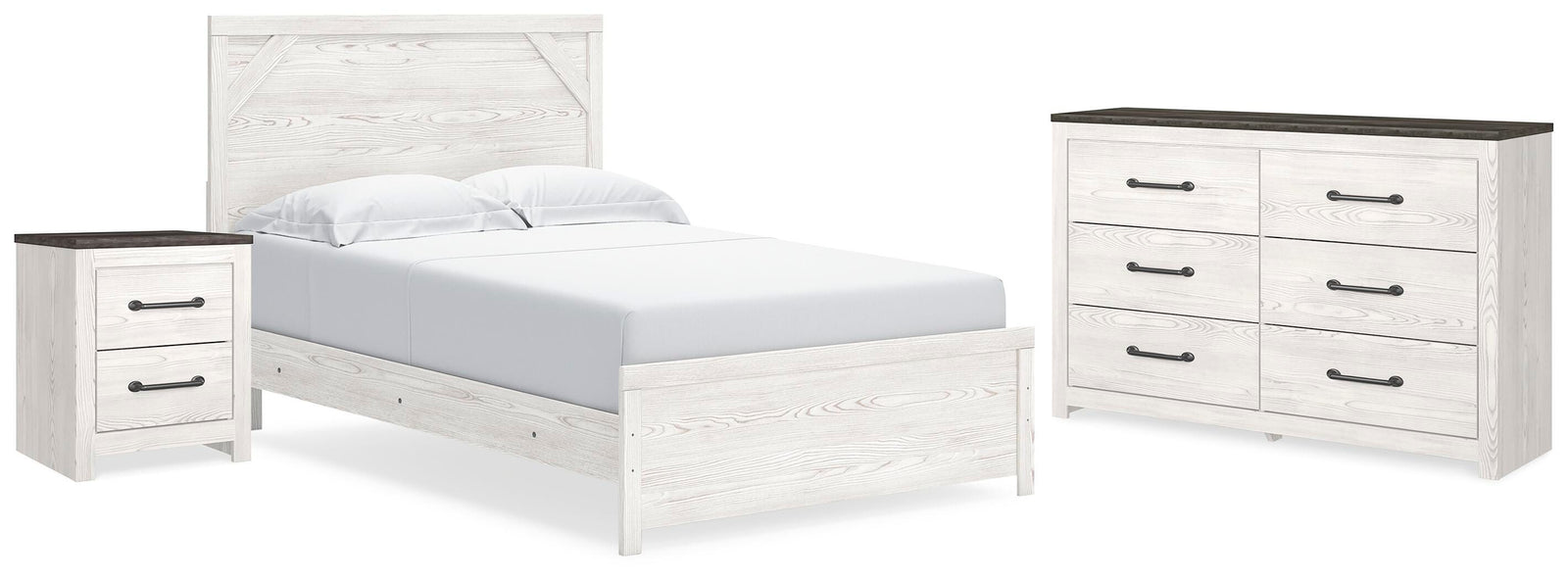Gerridan Panel Bed, Dresser and Nightstand - White/Gray  (B1190-SI)