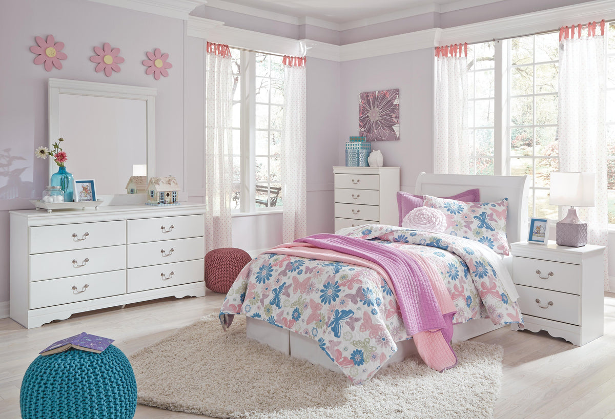 Anarasia Sleigh Headboard, Dresser and Mirror - White  (B129-SI) - Image 4