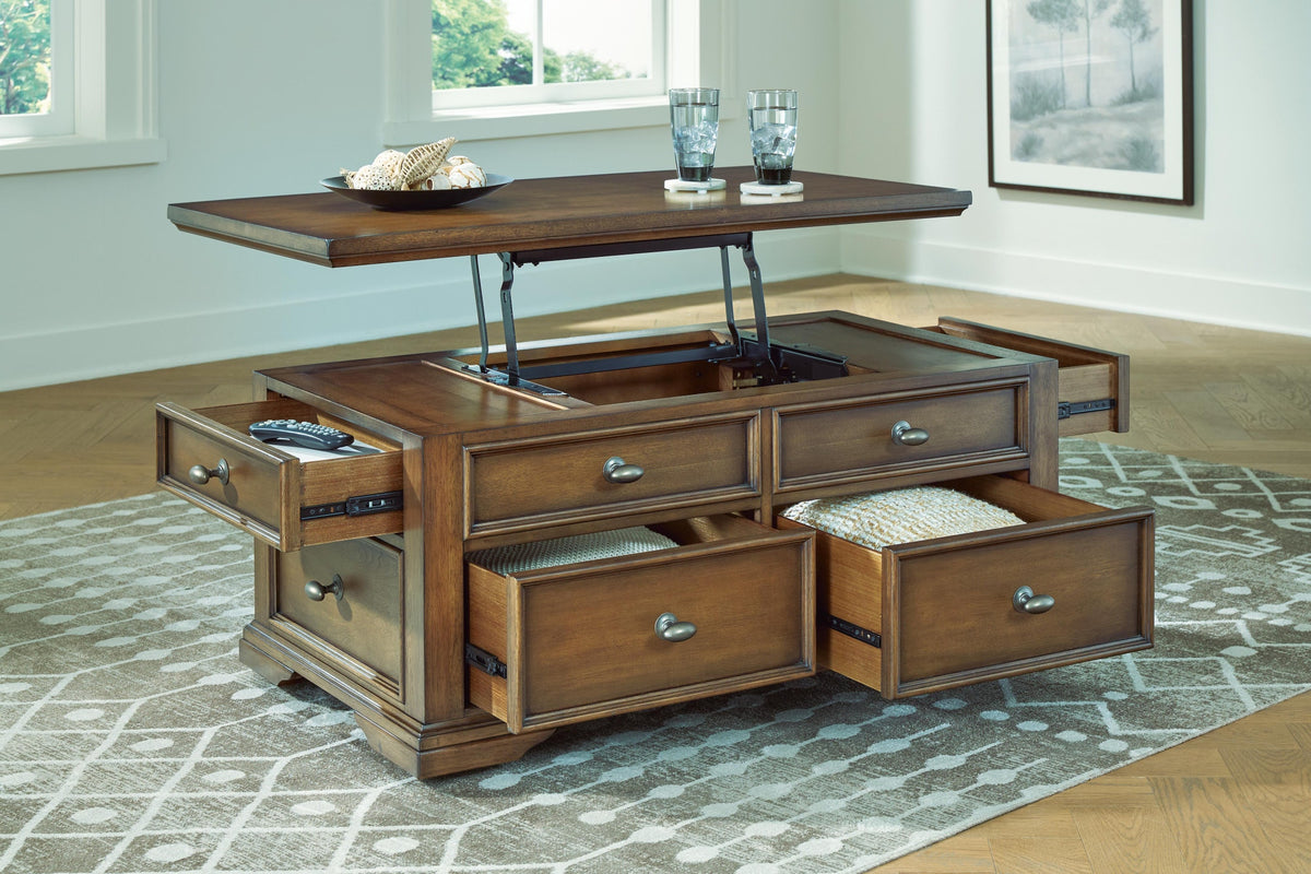 Channley Lift-Top Coffee Table - Brown  (T649-SI) - Image 8