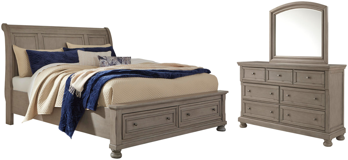 Lettner Sleigh Storage Bed, Dresser and Mirror (B733-SI)