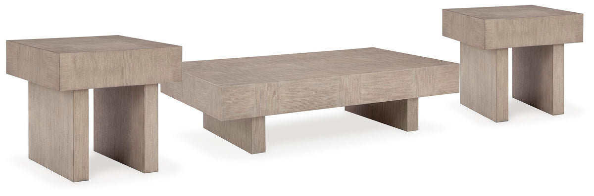 Jorlaina Coffee Table and 2 End Tables - Light Grayish Brown  (T922-SI)