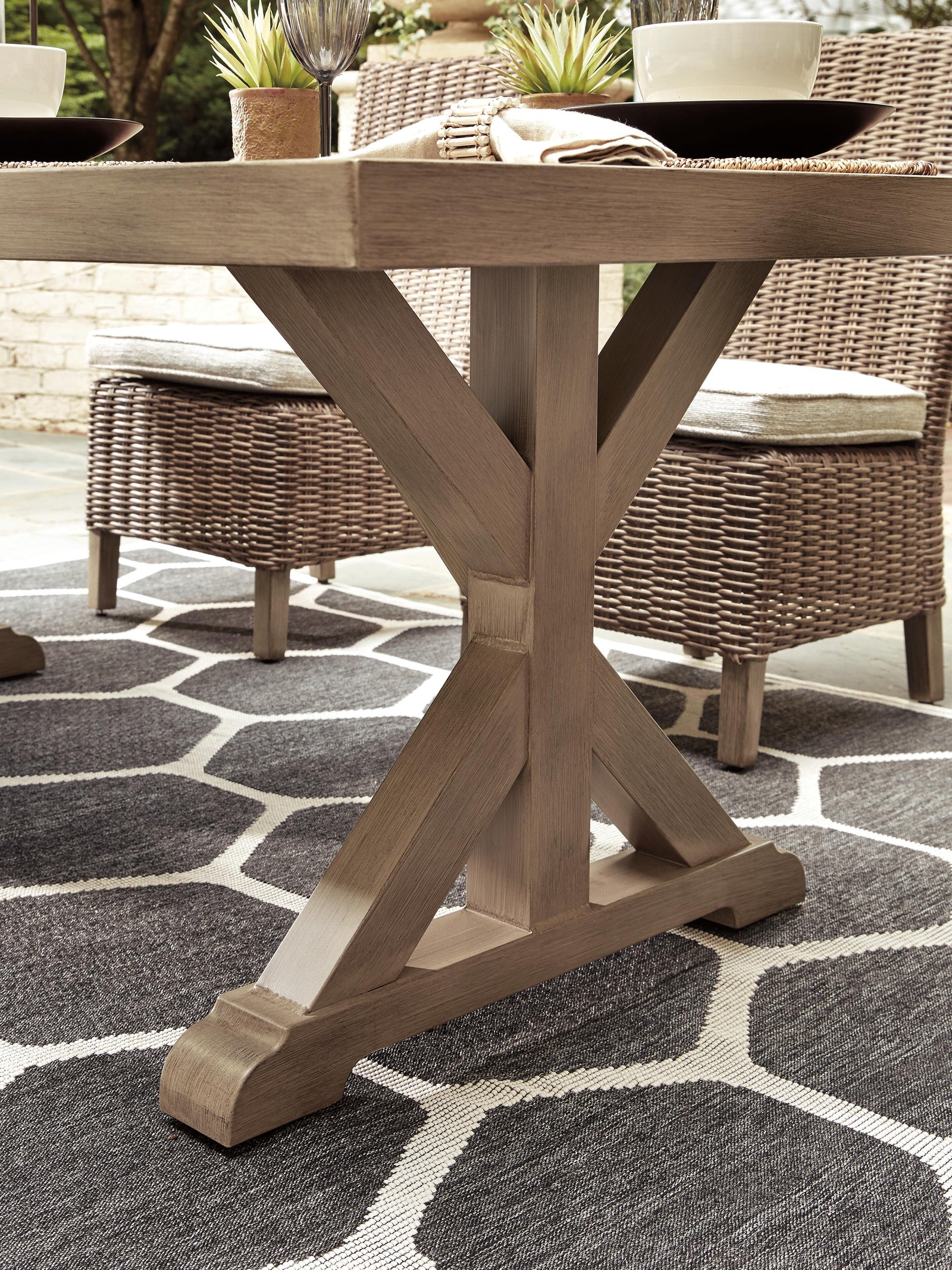 Beachcroft Outdoor Dining Table with 4 Chairs and Bench (P791-SI) - Image 8