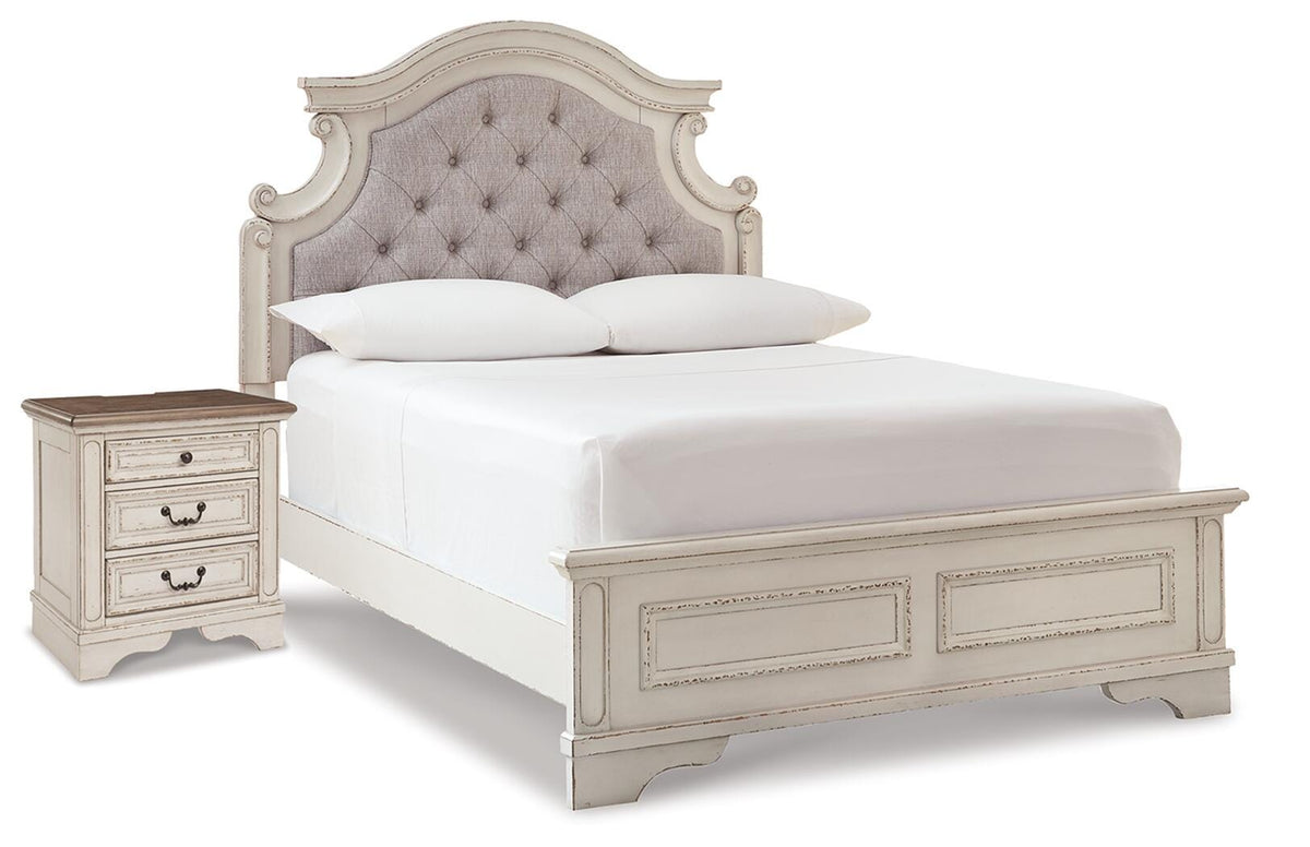 Realyn Panel Bed and Nightstand (B743-SI)