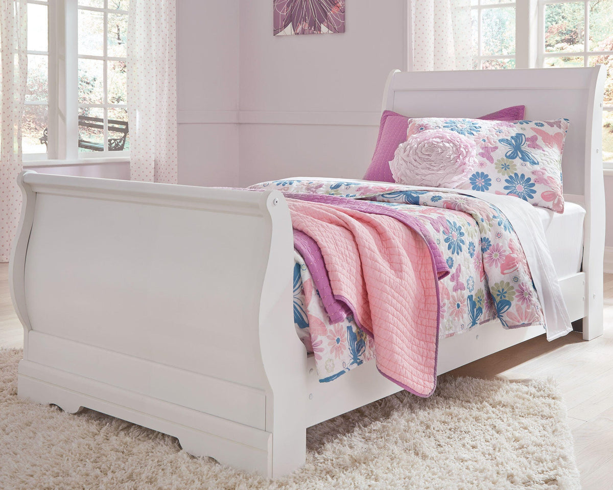 Anarasia Sleigh Bed (Youth) - White  (B129-SI) - Image 3