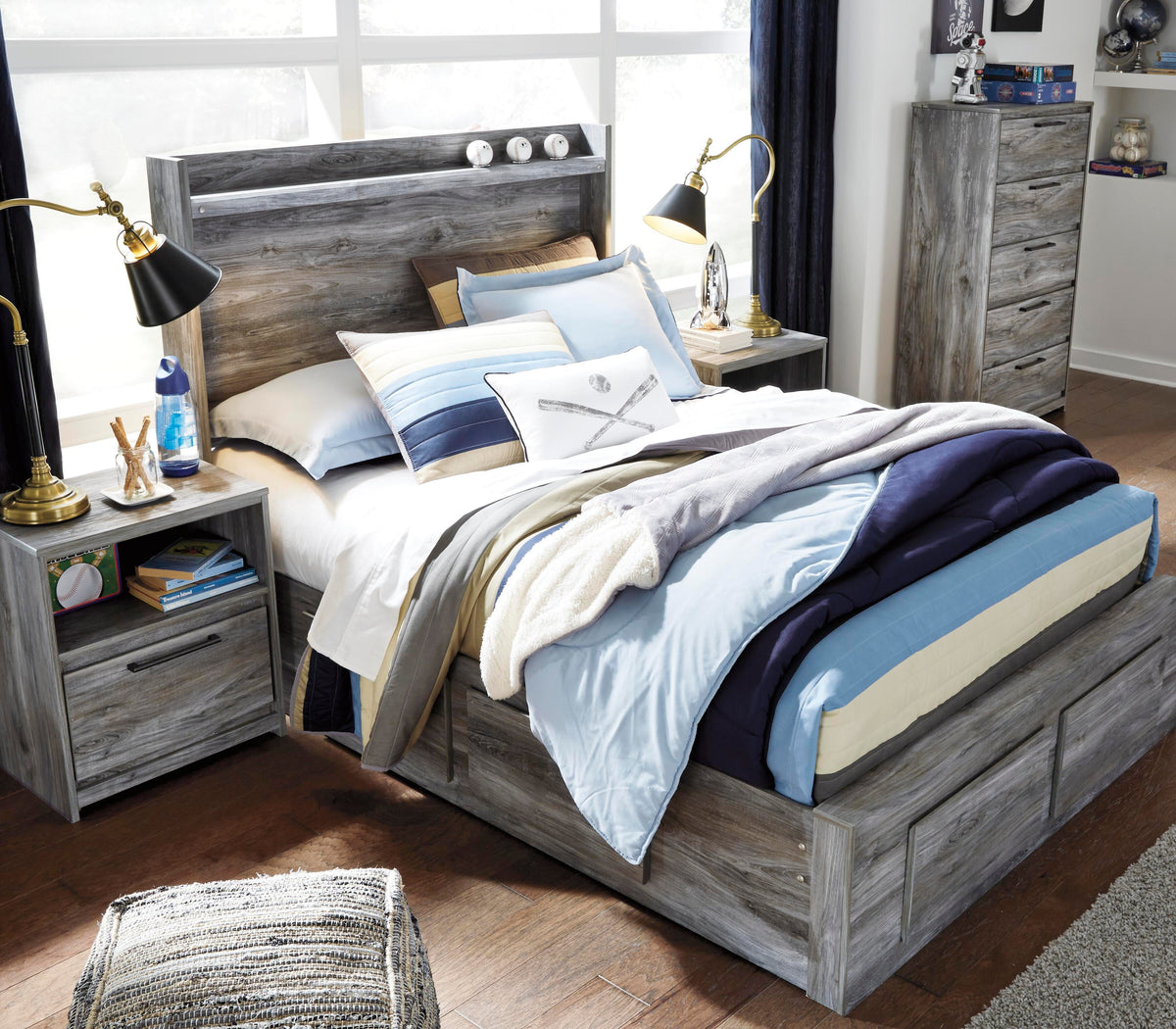 Baystorm Panel Bed with 6 Storage Drawers (Youth) - Gray  (B221-SI) - Image 7