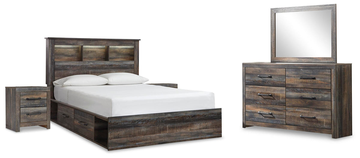 Drystan Bookcase Storage Bed, Dresser, Mirror and 2 Nightstands - Multi  (B211-SI)