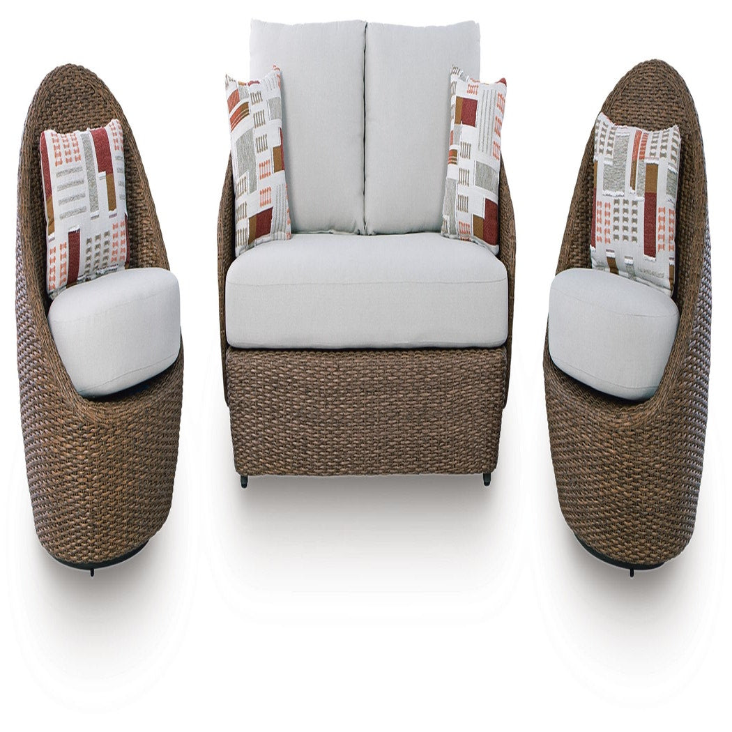 Double Point Outdoor Loveseat/2 Swivel Chairs (Set of 3) (PCP503-SI)