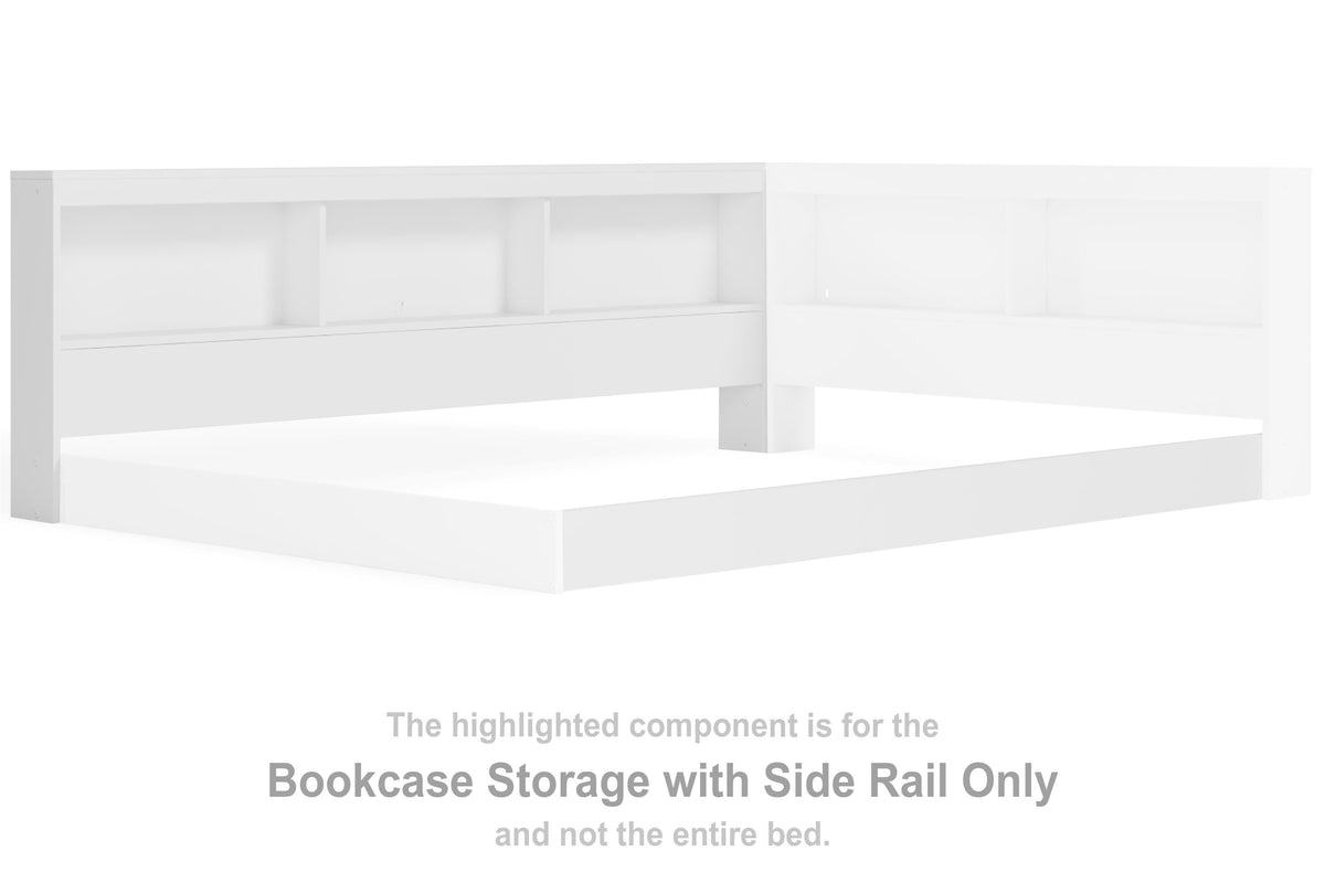 Piperton Bookcase Storage with Side Rail (Youth) - White  (EB1221-SI)