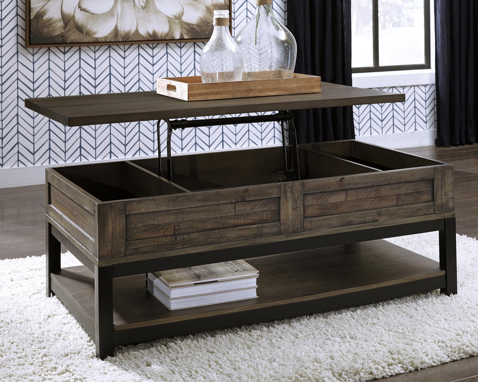 Johurst Coffee Table with Lift Top - Grayish Brown  (T444-SI) - Image 3