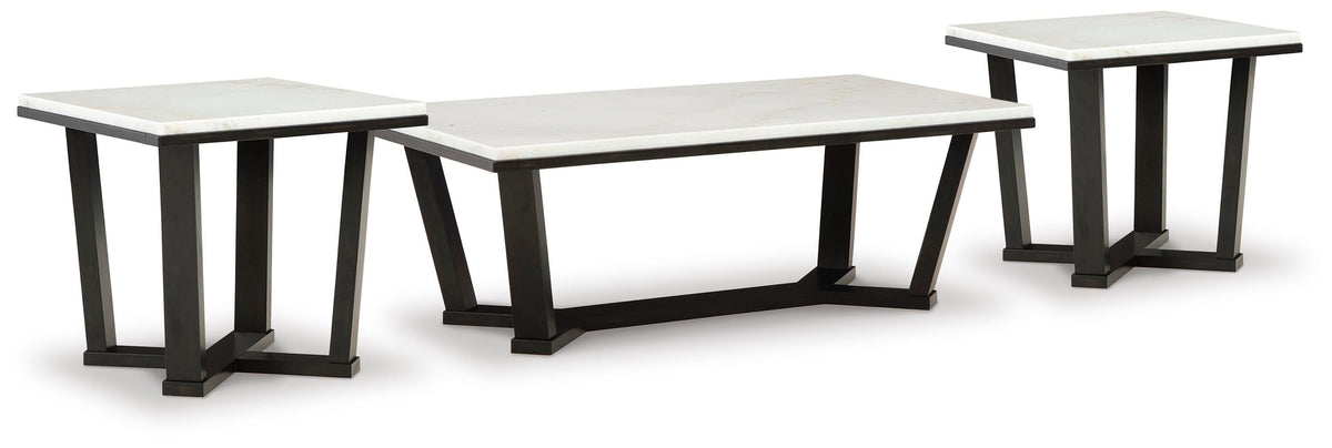 Fostead Coffee Table and 2 Ends - White/Espresso  (T770-SI) - Image 2