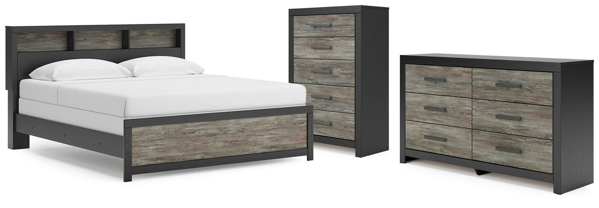 Broachmyn King Panel Bed, Dresser and Chest (PCB1118-SI)