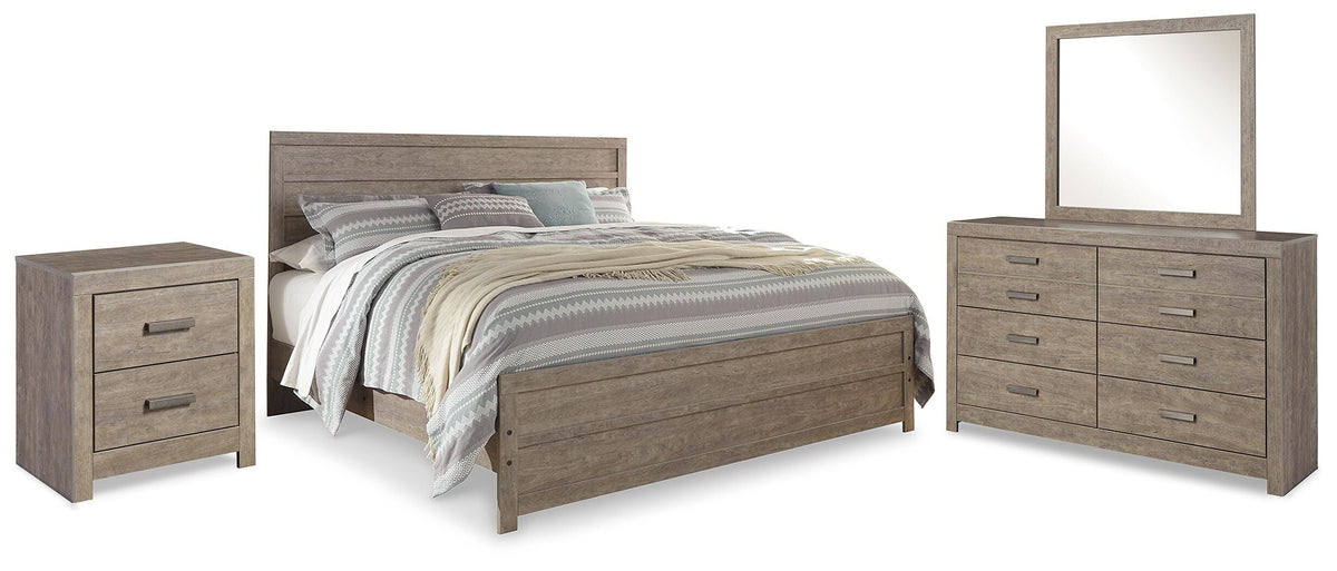 Culverbach Panel Bed, Dresser, Mirror and Nightstand - Gray  (B070-SI)