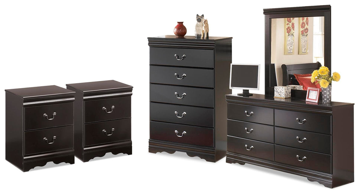 Huey Vineyard Dresser, Mirror, Chest and 2 Nightstands (B128-SI)