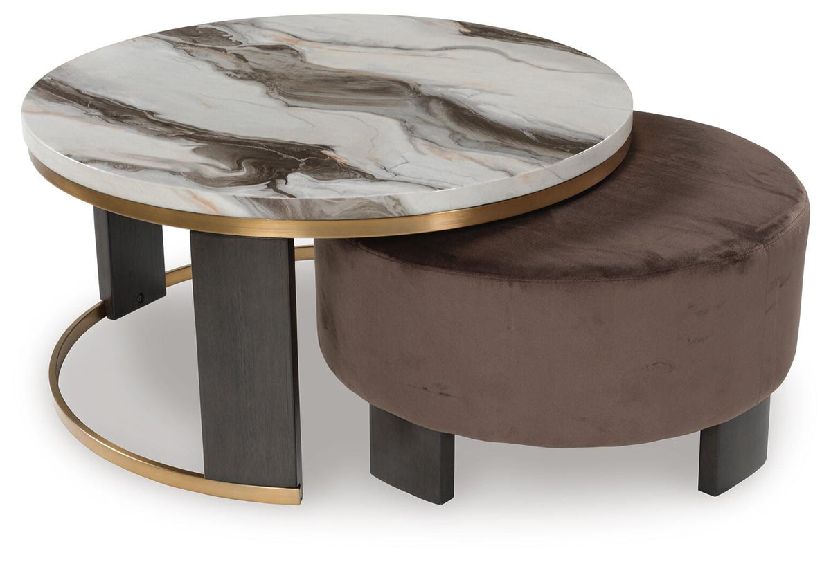 Jazmore Nesting Coffee Table (Set of 2) - Brown/Brass Finish  (T671-SI)