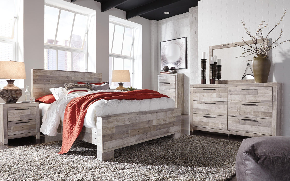 Effie Panel Bed - Whitewash  (B255-SI) - Image 4