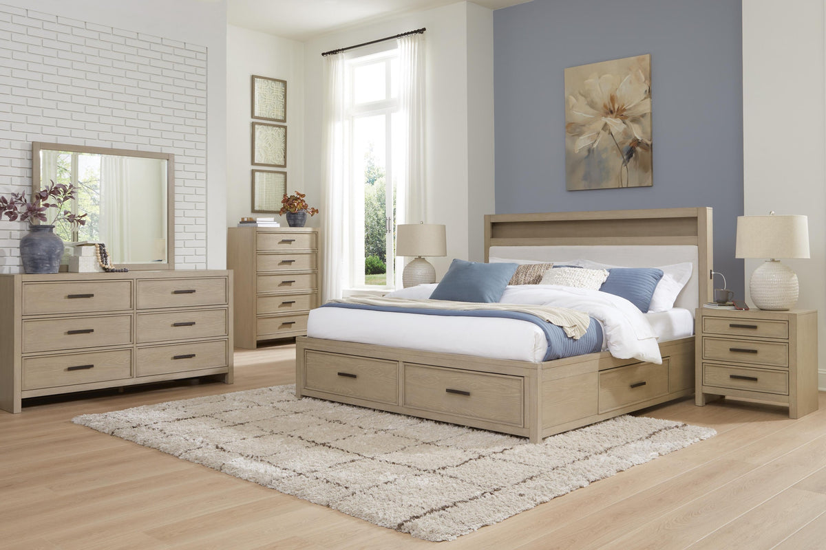 Calmoro Queen Upholstered Panel Headboard - Gray  (B602-SI)