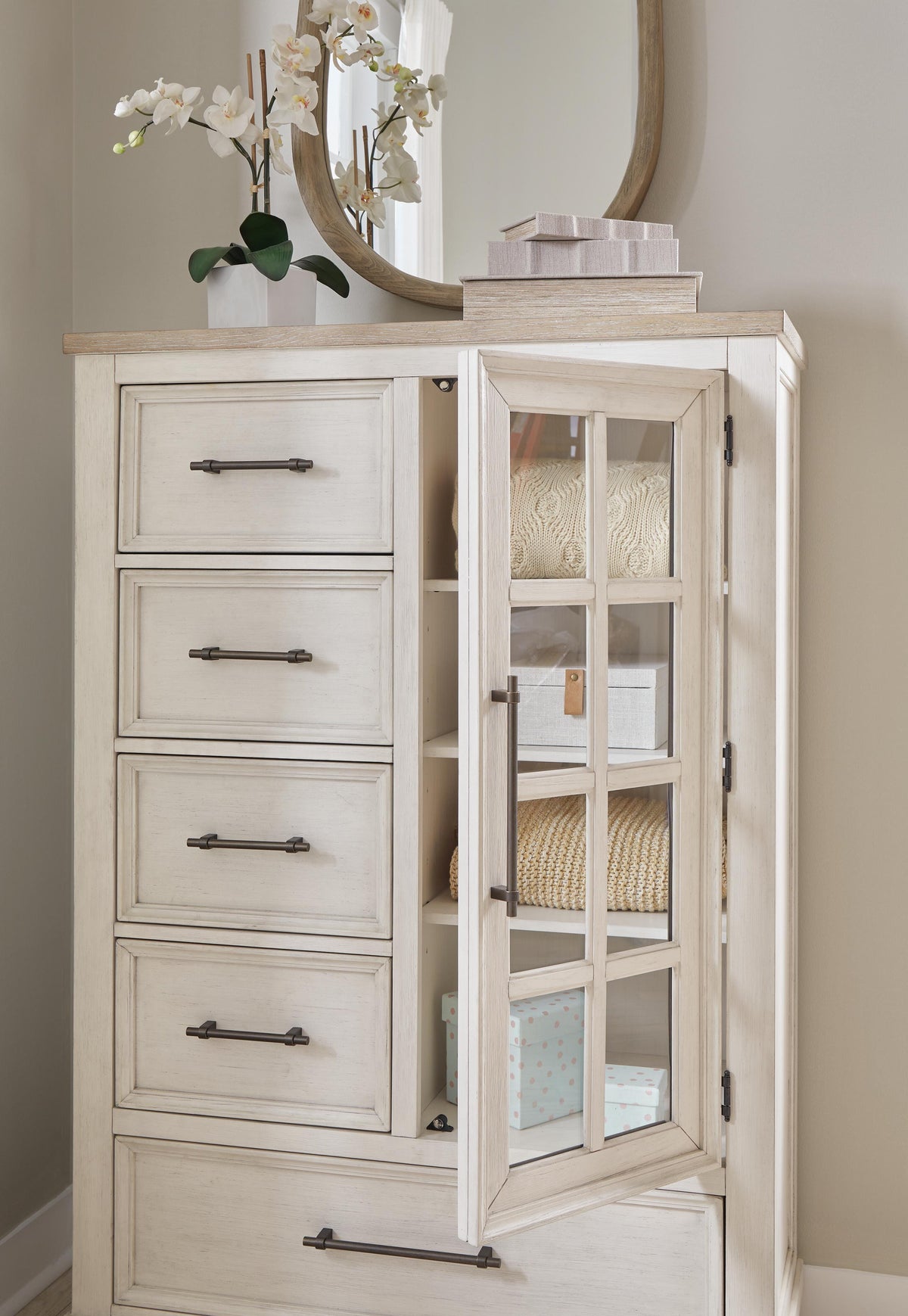 Shaybrock Door Chest - Antique White/Brown  (B683-SI) - Image 7